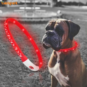 애완 동물 라이트 애완 동물 빛을 주도하는 실리콘 조명 된 반사 주도 개 추적 방수 목걸이 칼라